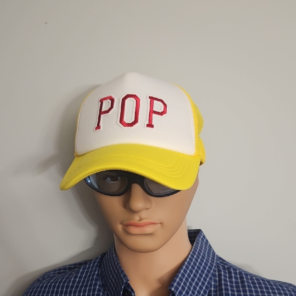 Hand Crafted Yellow and White POP Cap